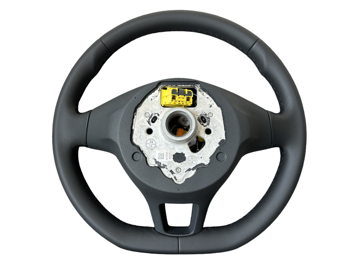 VW Transporter T5 Multivan Polo MK4 Leather Flat Bottom Steering Wheel Manual