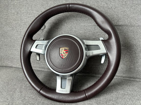 Porsche 911 991 997 Cayman 981 718 GT Sport Steering Wheel With Paddles Brown