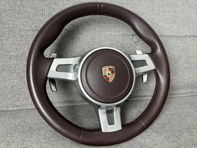 Porsche 911 991 997 Cayman 981 718 GT Sport Steering Wheel With Paddles Brown