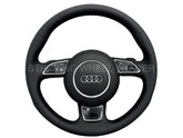 Audi A1 A3 Q3 S1 S3 SQ3 8X 8U 8V Round Leather Steering Wheel With Paddles