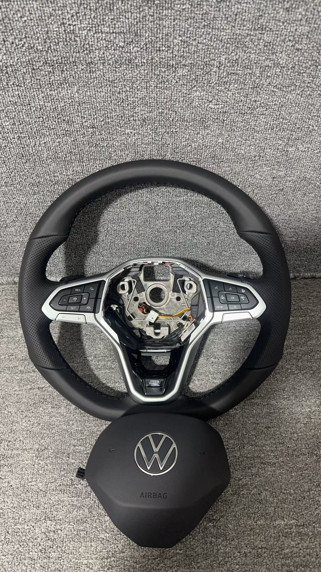 VW GOLF PASSAT CADDY TIGUAN TROC T7 Flat Bottom Steering Wheel ACC Heated Paddle