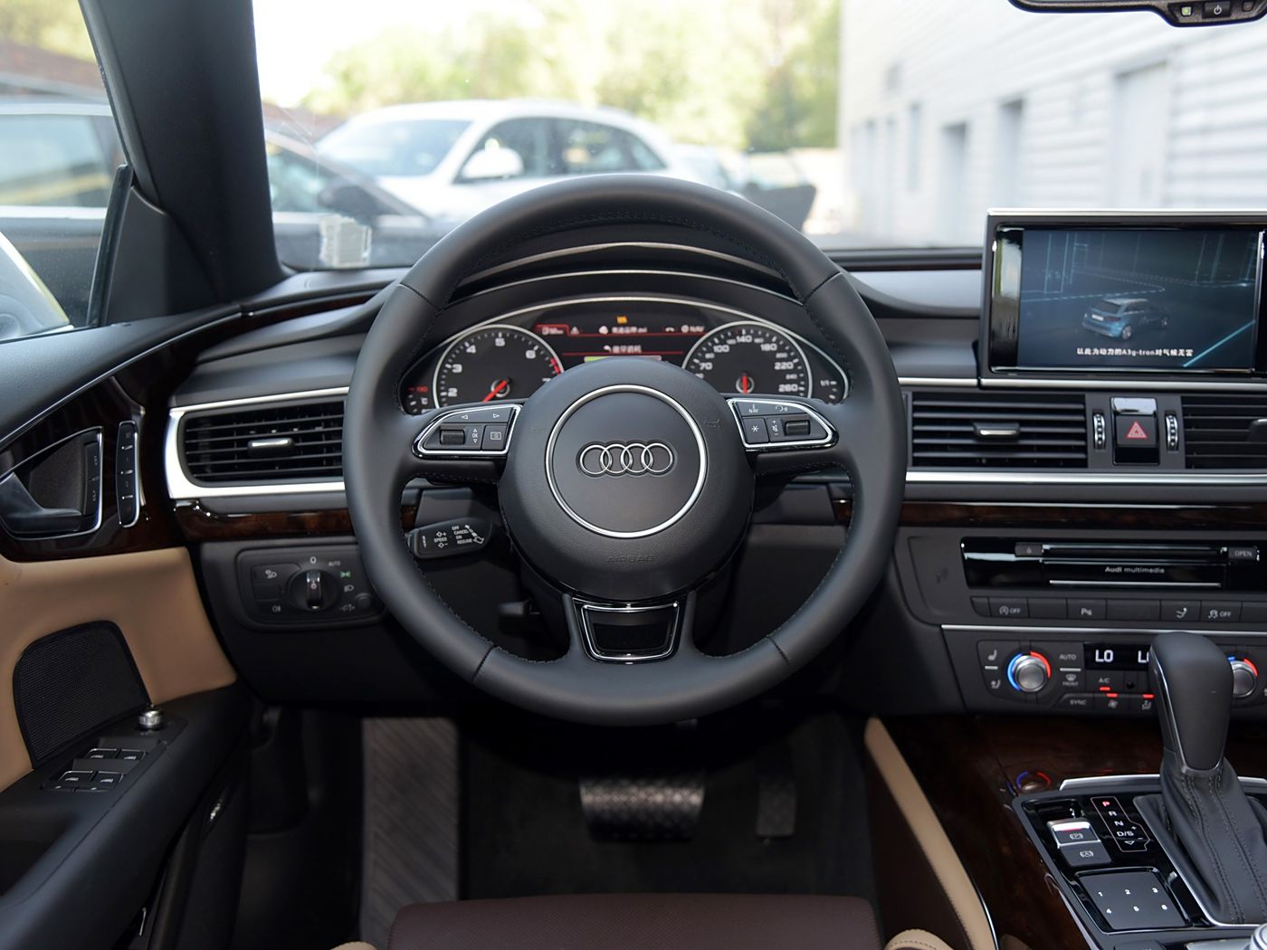 AUDI A4 A5 A6 A7 A8 Q5 Q7 B8 C7 4G 8R Leather Round Steering Wheel With Paddles