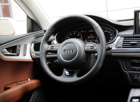 AUDI A4 A5 A6 A7 A8 Q5 Q7 B8 C7 4G 8R Leather Round Steering Wheel With Paddles