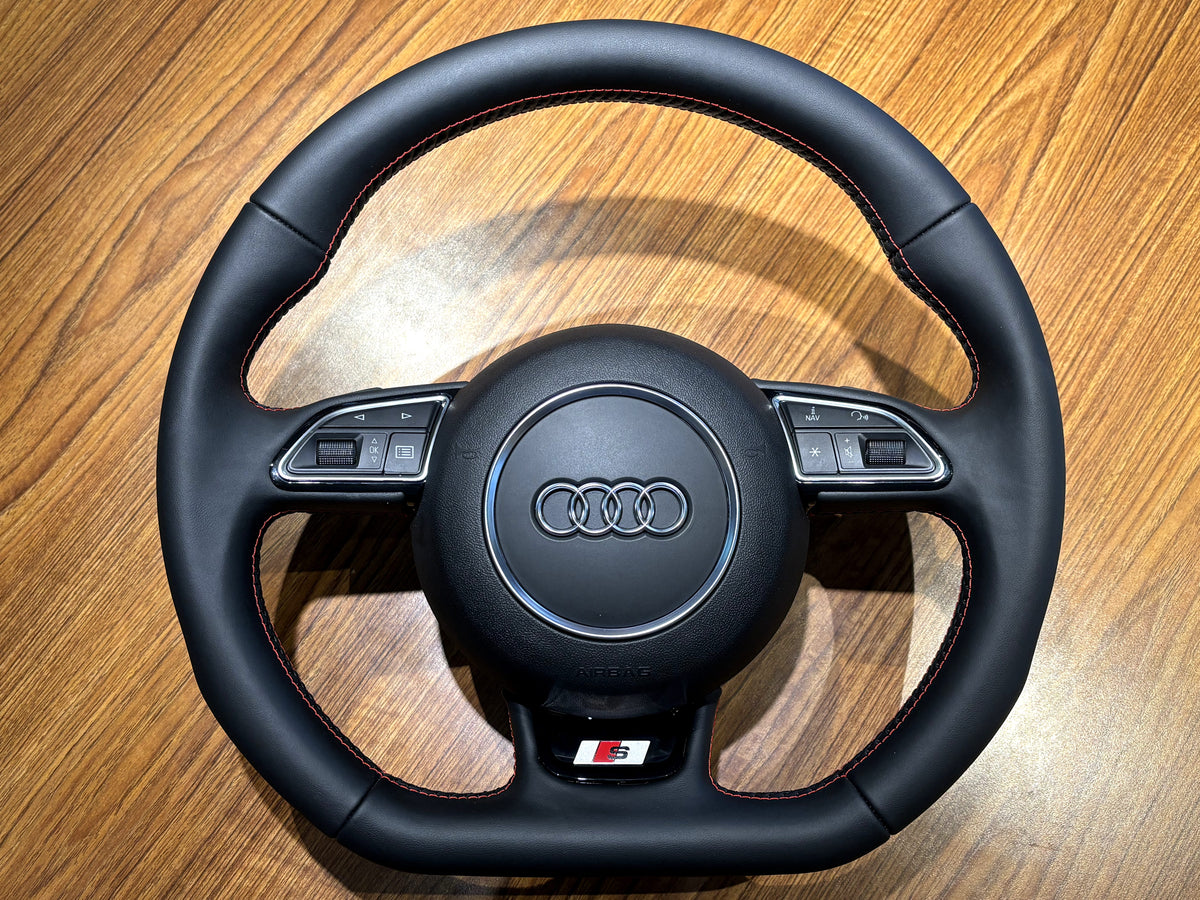 Audi A6 C7 A7 A8 S6 S7 S8 RS6 A4 A5 Q5 Leather Flat Bottom S Line Steering Wheel