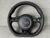 Audi RS4 B8 B8.5 Flat Bottom Perforated Leather Steering Wheel With Paddle A4 S4