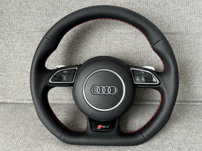 Audi RS4 B8 B8.5 Flat Bottom Perforated Leather Steering Wheel With Paddle A4 S4