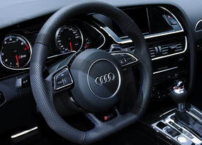 Audi RS4 B8 B8.5 Flat Bottom Perforated Leather Steering Wheel With Paddle A4 S4