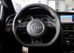 Audi RS4 B8 B8.5 Flat Bottom Perforated Leather Steering Wheel With Paddle A4 S4