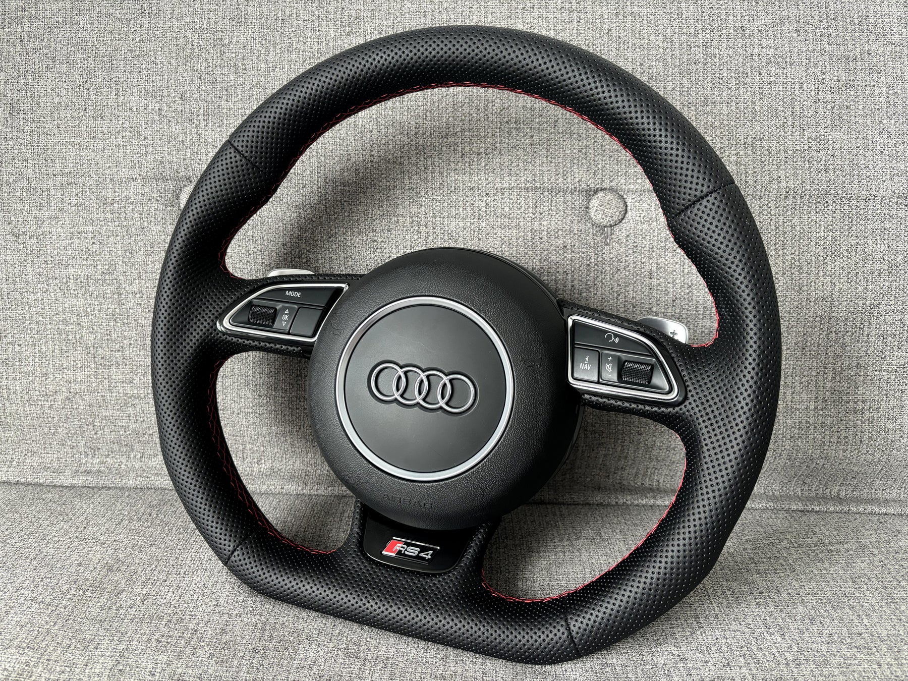 Audi RS4 B8 B8.5 Flat Bottom Perforated Leather Steering Wheel With Paddle A4 S4