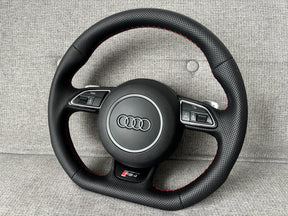 Audi RS4 B8 B8.5 Flat Bottom Perforated Leather Steering Wheel With Paddle A4 S4