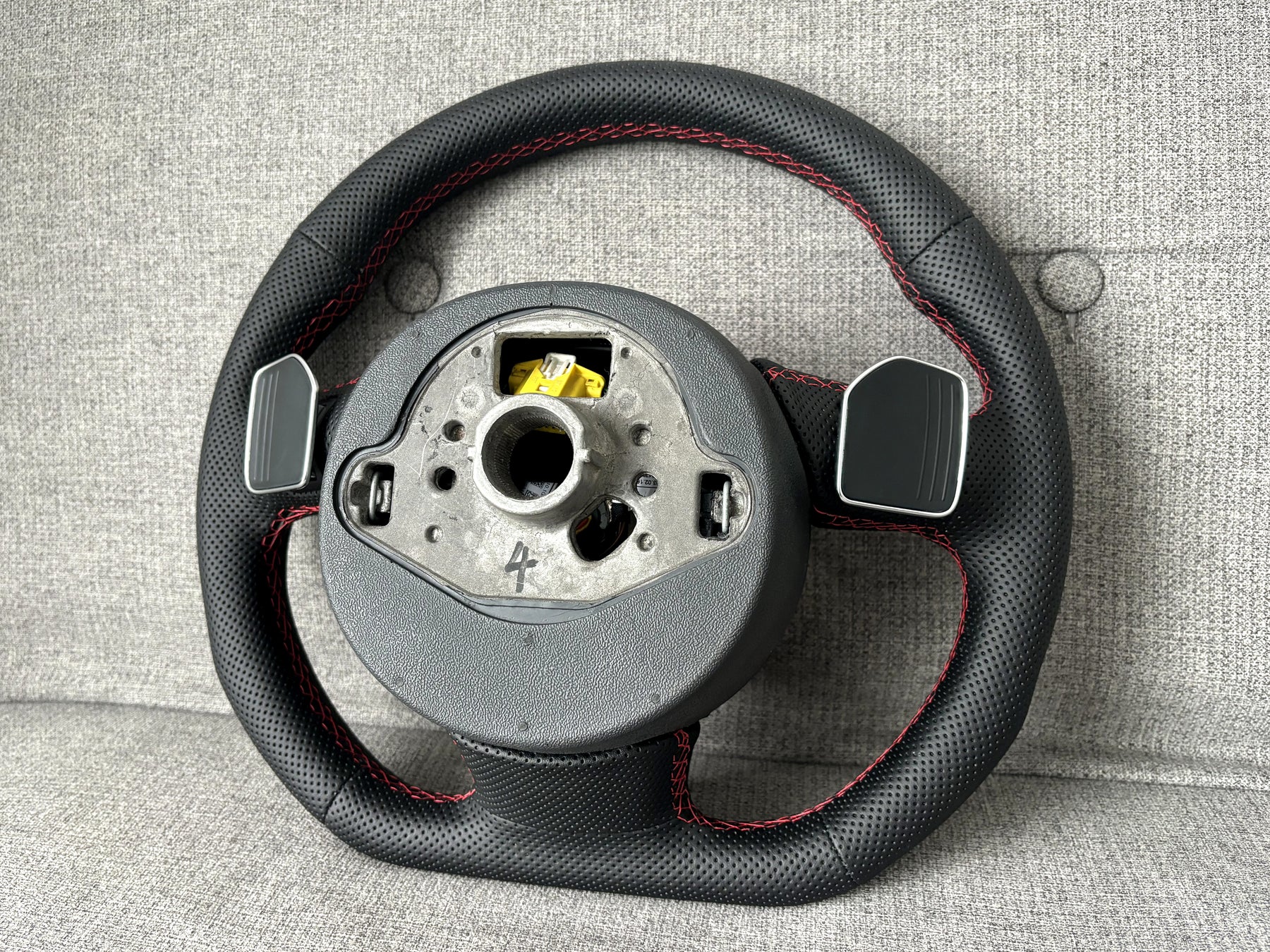 Audi RS4 B8 B8.5 Flat Bottom Perforated Leather Steering Wheel With Paddle A4 S4