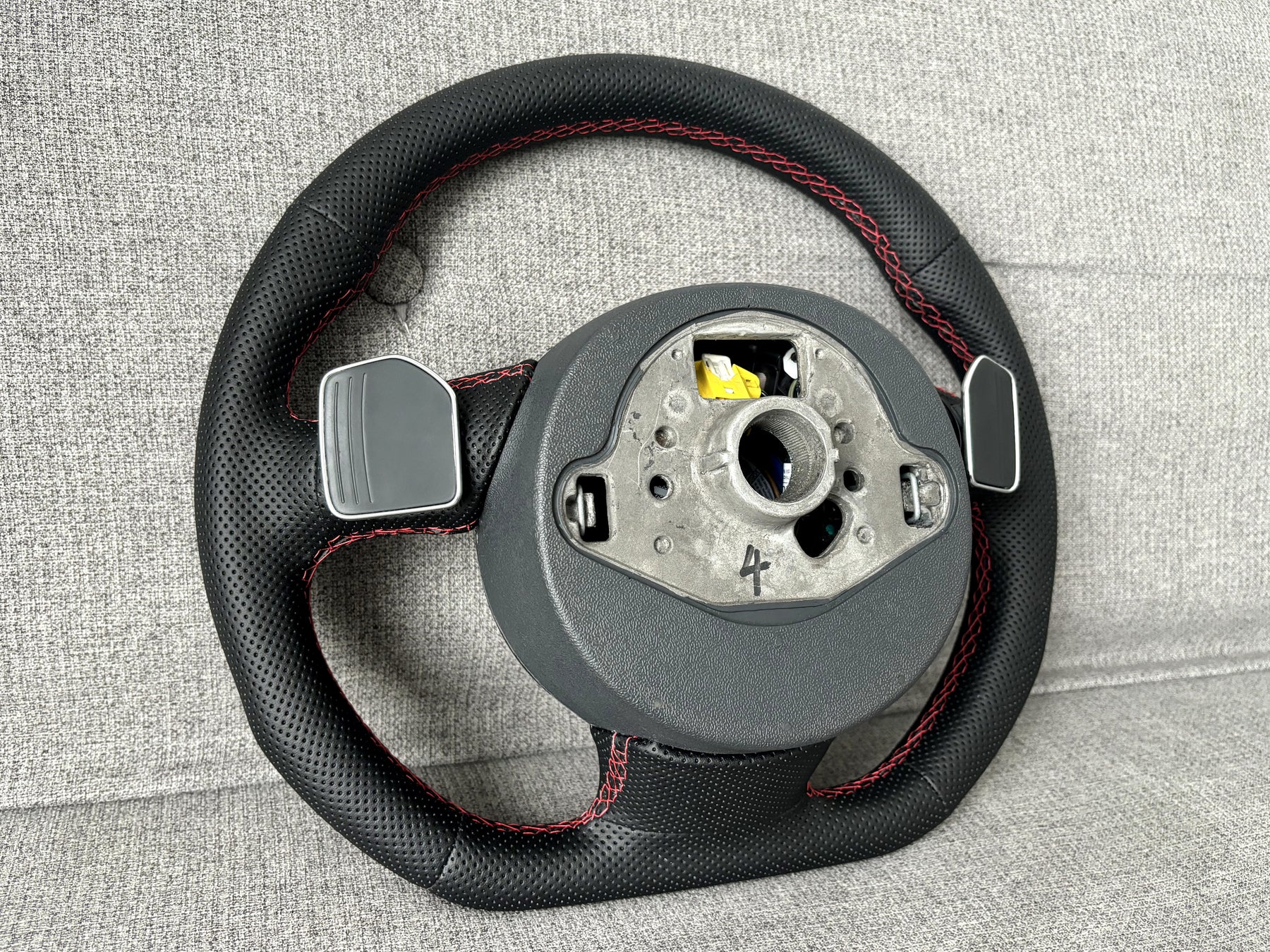 Audi RS4 B8 B8.5 Flat Bottom Perforated Leather Steering Wheel With Paddle A4 S4