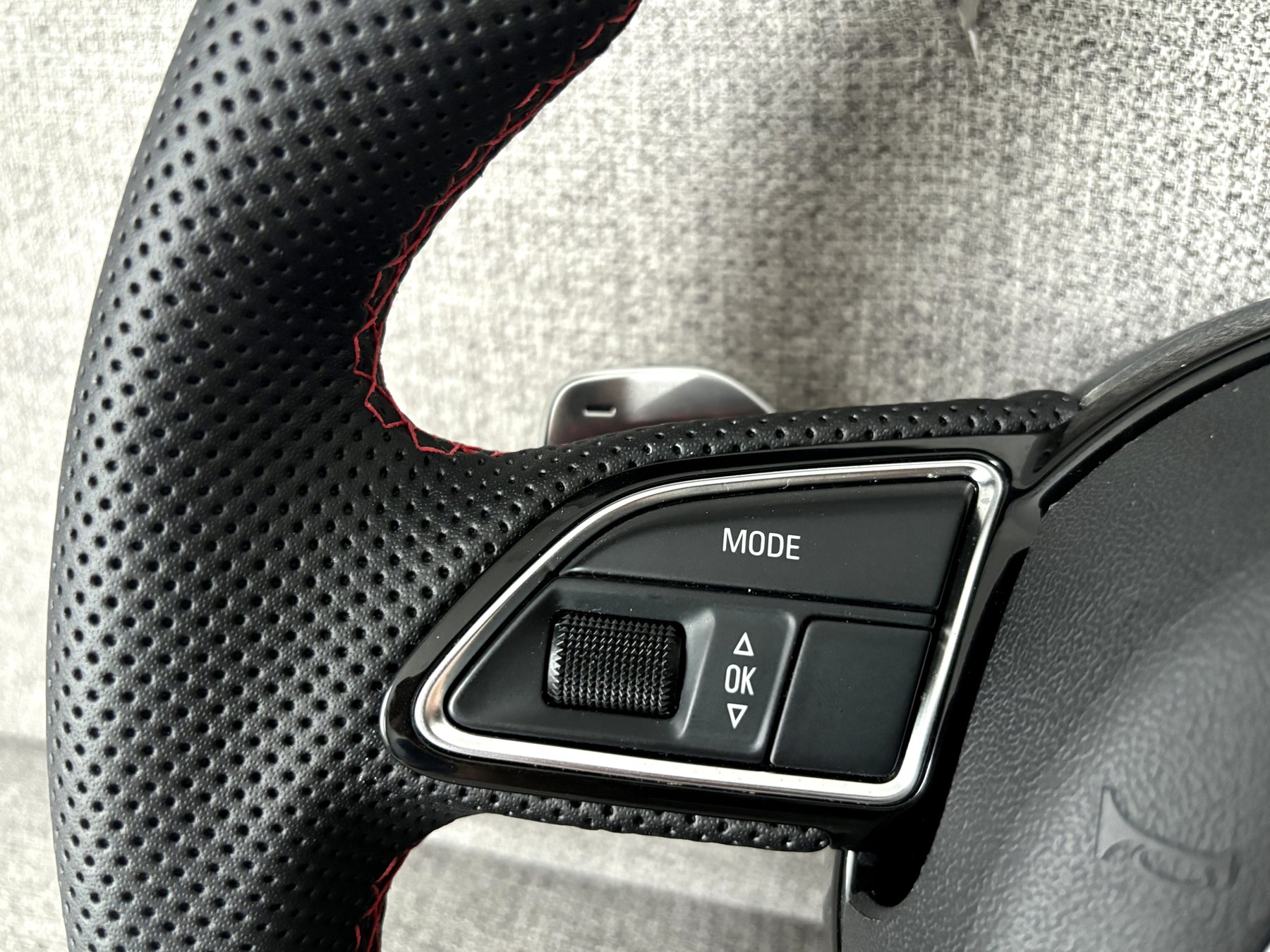 Audi RS4 B8 B8.5 Flat Bottom Perforated Leather Steering Wheel With Paddle A4 S4