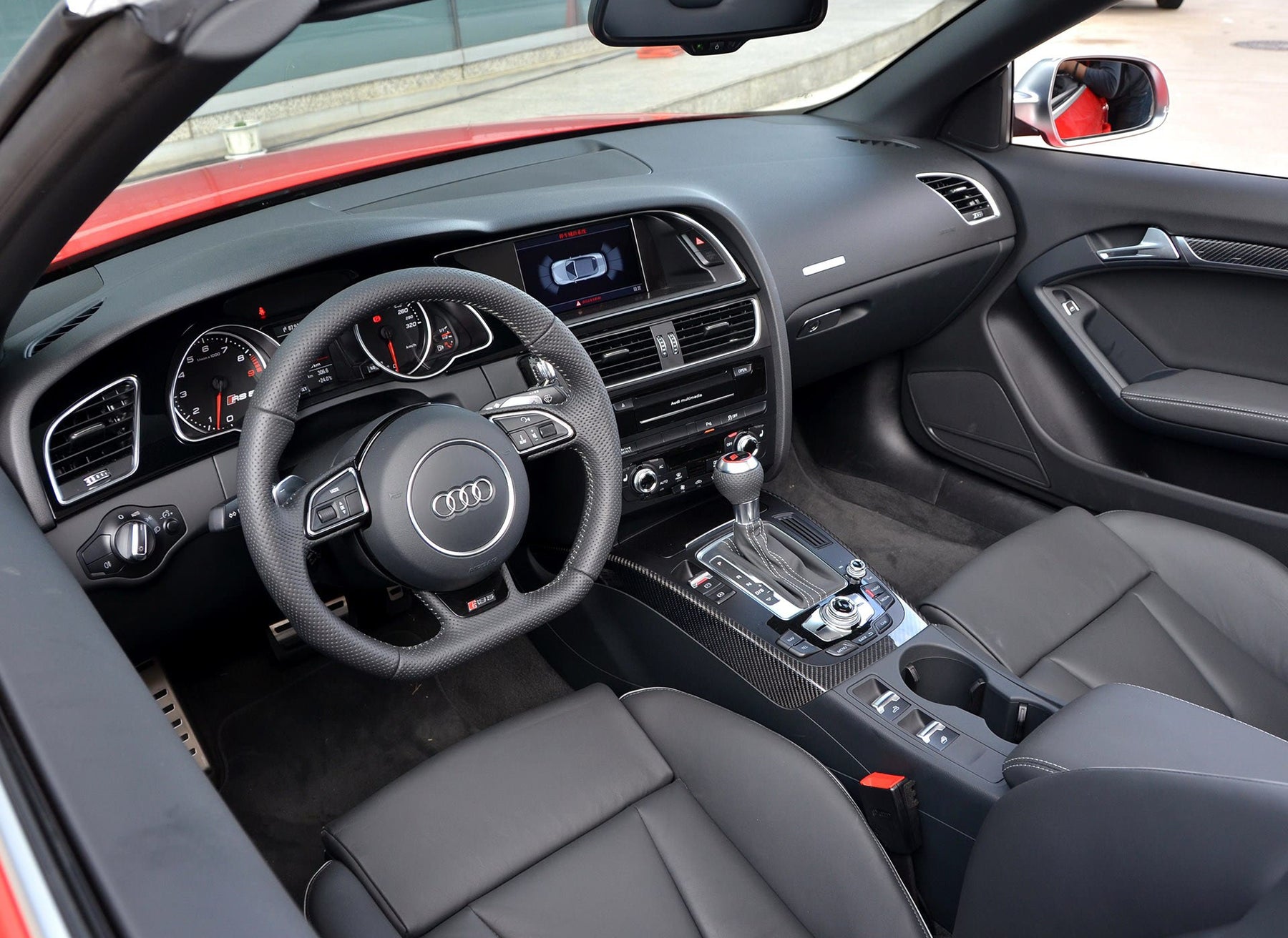 Audi RS4 B8 B8.5 Flat Bottom Perforated Leather Steering Wheel With Paddle A4 S4