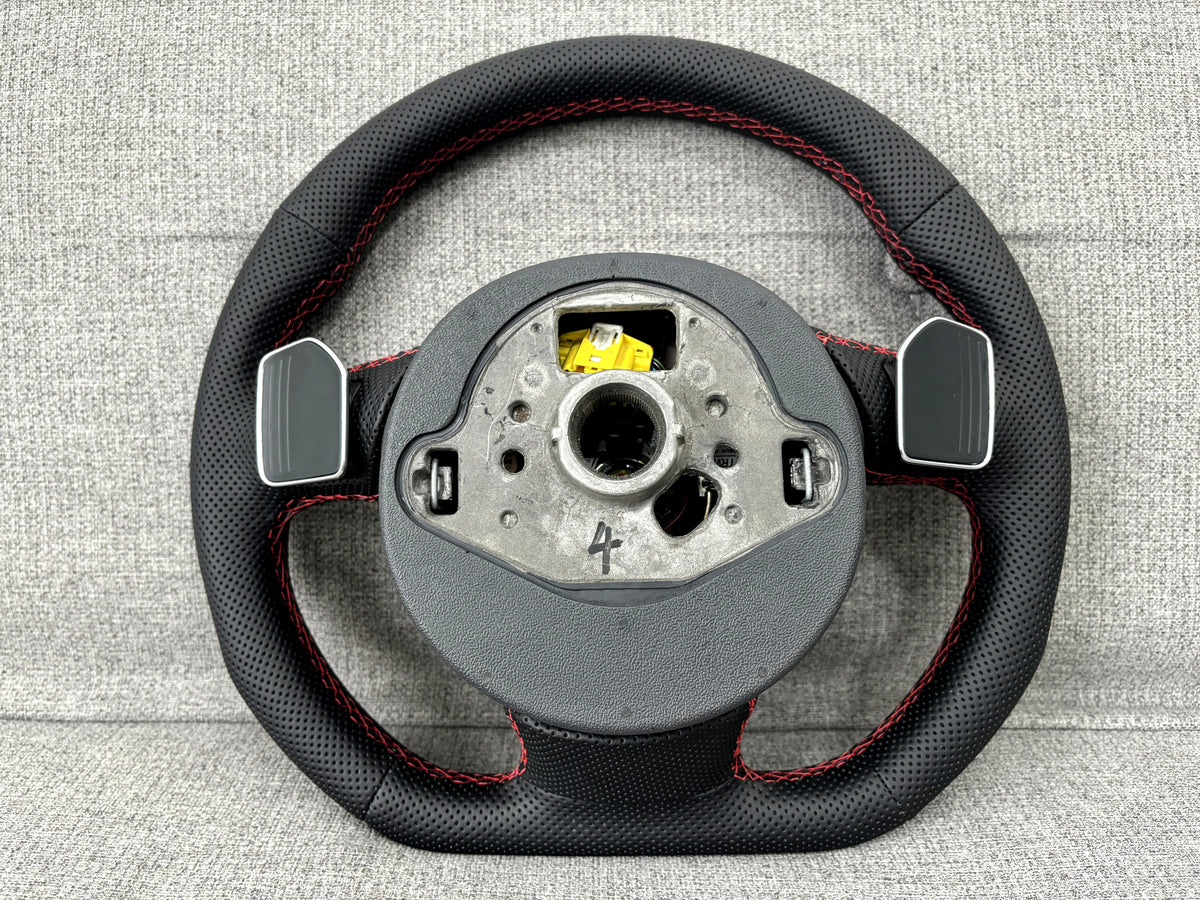 Audi RS5 8T 8F Flat Bottom Perforated Leather Steering Wheel With Paddles A5 S5