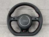 Audi RS5 8T 8F Flat Bottom Perforated Leather Steering Wheel With Paddles A5 S5