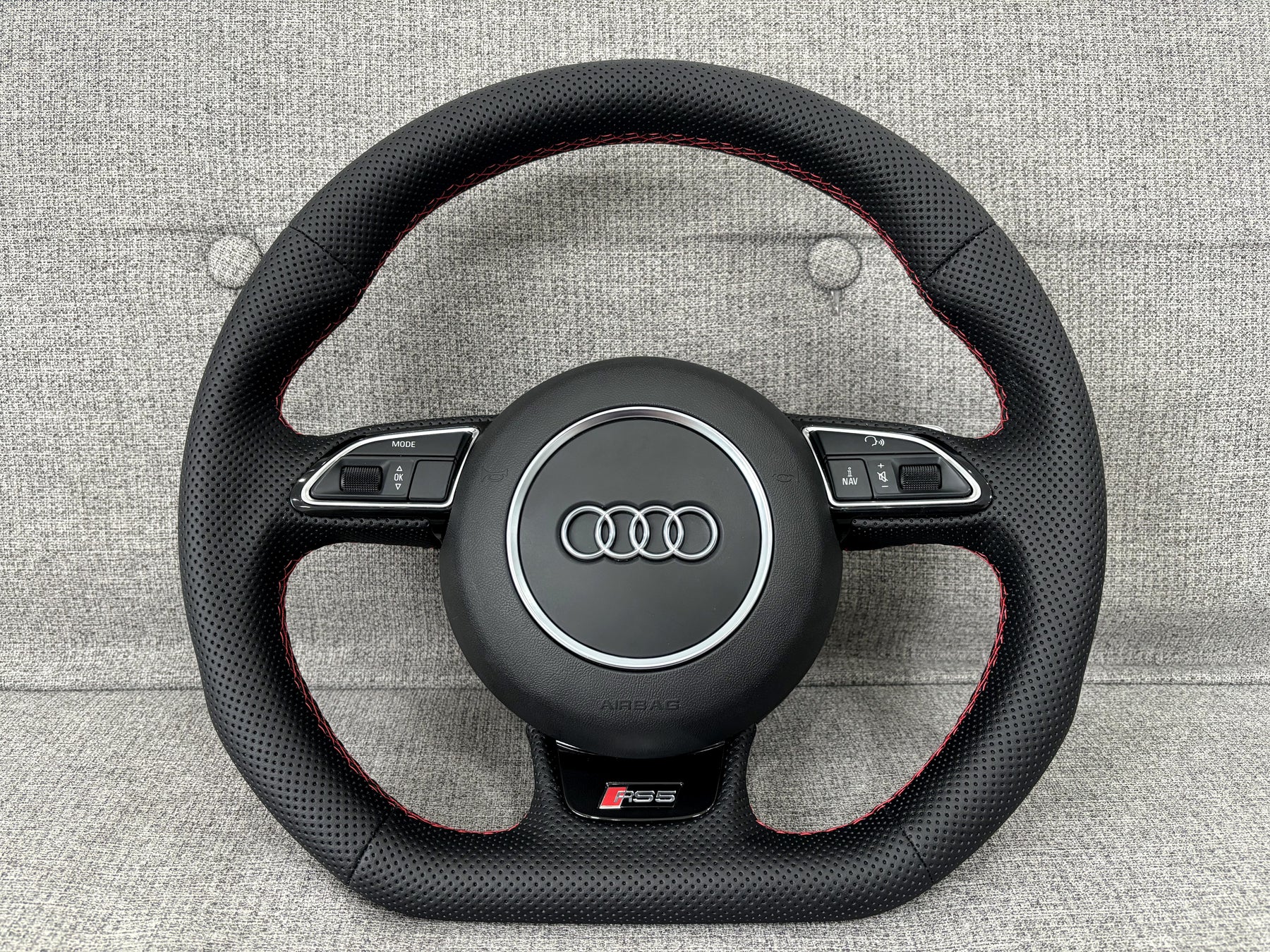 Audi RS5 8T 8F Flat Bottom Perforated Leather Steering Wheel With Paddles A5 S5