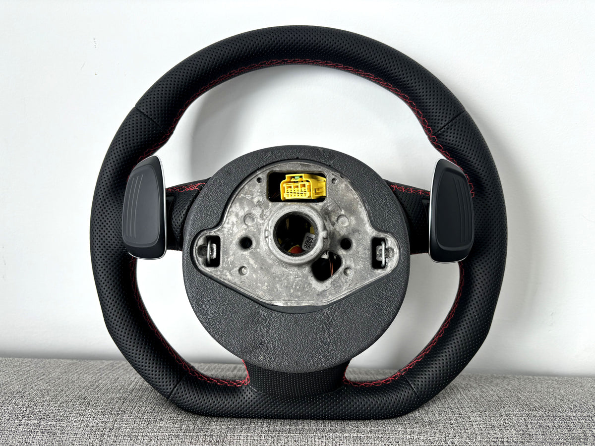 Audi RS6 RS7 C7 4G Flat Bottom Perforated Steering Wheel Leather With DSG Paddle