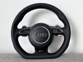 Audi RS6 RS7 C7 4G Flat Bottom Perforated Steering Wheel Leather With DSG Paddle
