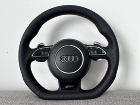 Audi RS6 RS7 C7 4G Flat Bottom Perforated Steering Wheel Leather With DSG Paddle