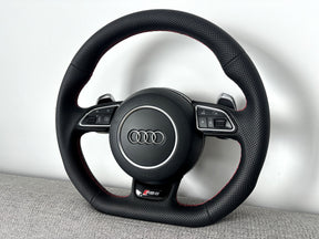 Audi RS6 RS7 C7 4G Flat Bottom Perforated Steering Wheel Leather With DSG Paddle