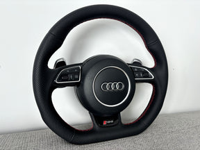 Audi RS6 RS7 C7 4G Flat Bottom Perforated Steering Wheel Leather With DSG Paddle