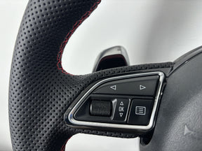 Audi RS6 RS7 C7 4G Flat Bottom Perforated Steering Wheel Leather With DSG Paddle