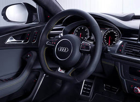 Audi RS6 RS7 C7 4G Flat Bottom Perforated Steering Wheel Leather With DSG Paddle