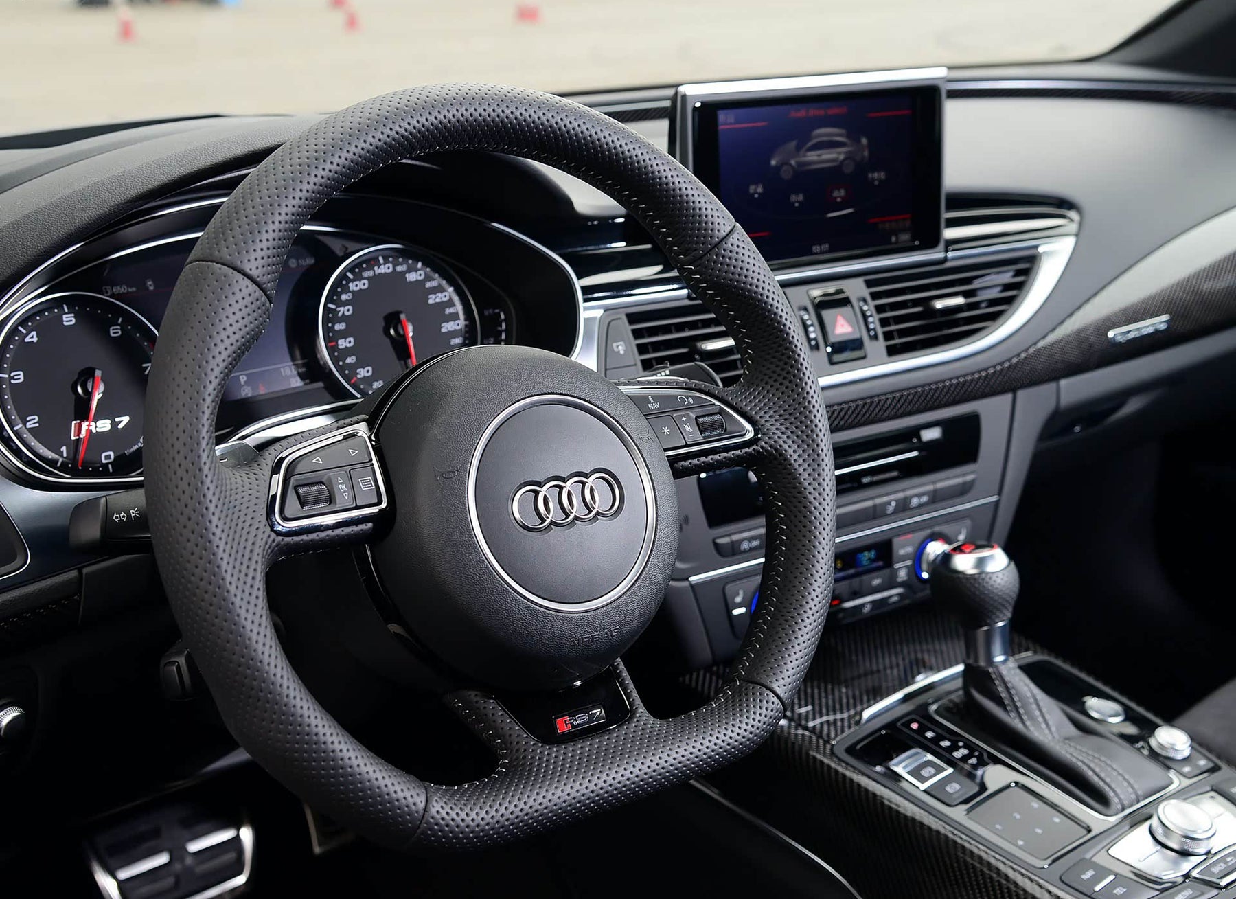 Audi RS6 RS7 C7 4G Flat Bottom Perforated Steering Wheel Leather With DSG Paddle