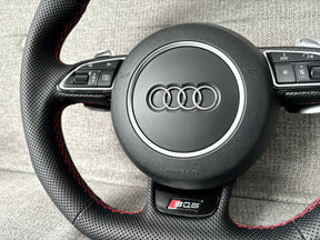 Audi SQ5 Q5 8R Leather Flat Bottom RS Perforated Steering Wheel With DSG Paddles