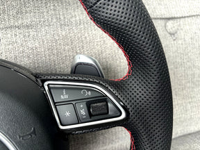 Audi SQ5 Q5 8R Leather Flat Bottom RS Perforated Steering Wheel With DSG Paddles