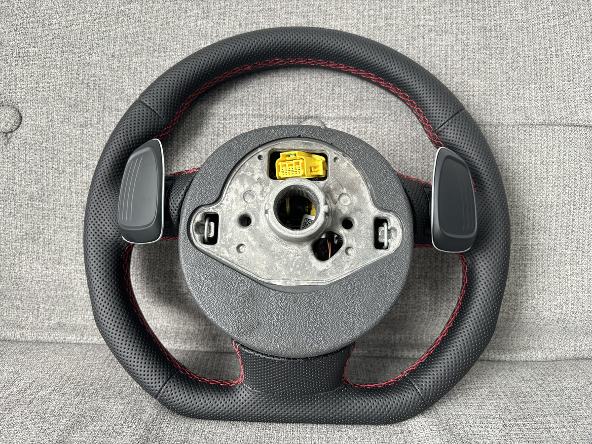 Audi SQ5 Q5 8R Leather Flat Bottom RS Perforated Steering Wheel With DSG Paddles