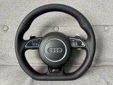 Audi SQ5 Q5 8R Leather Flat Bottom RS Perforated Steering Wheel With DSG Paddles