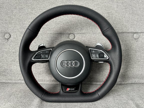 Audi SQ5 Q5 8R Leather Flat Bottom RS Perforated Steering Wheel With DSG Paddles