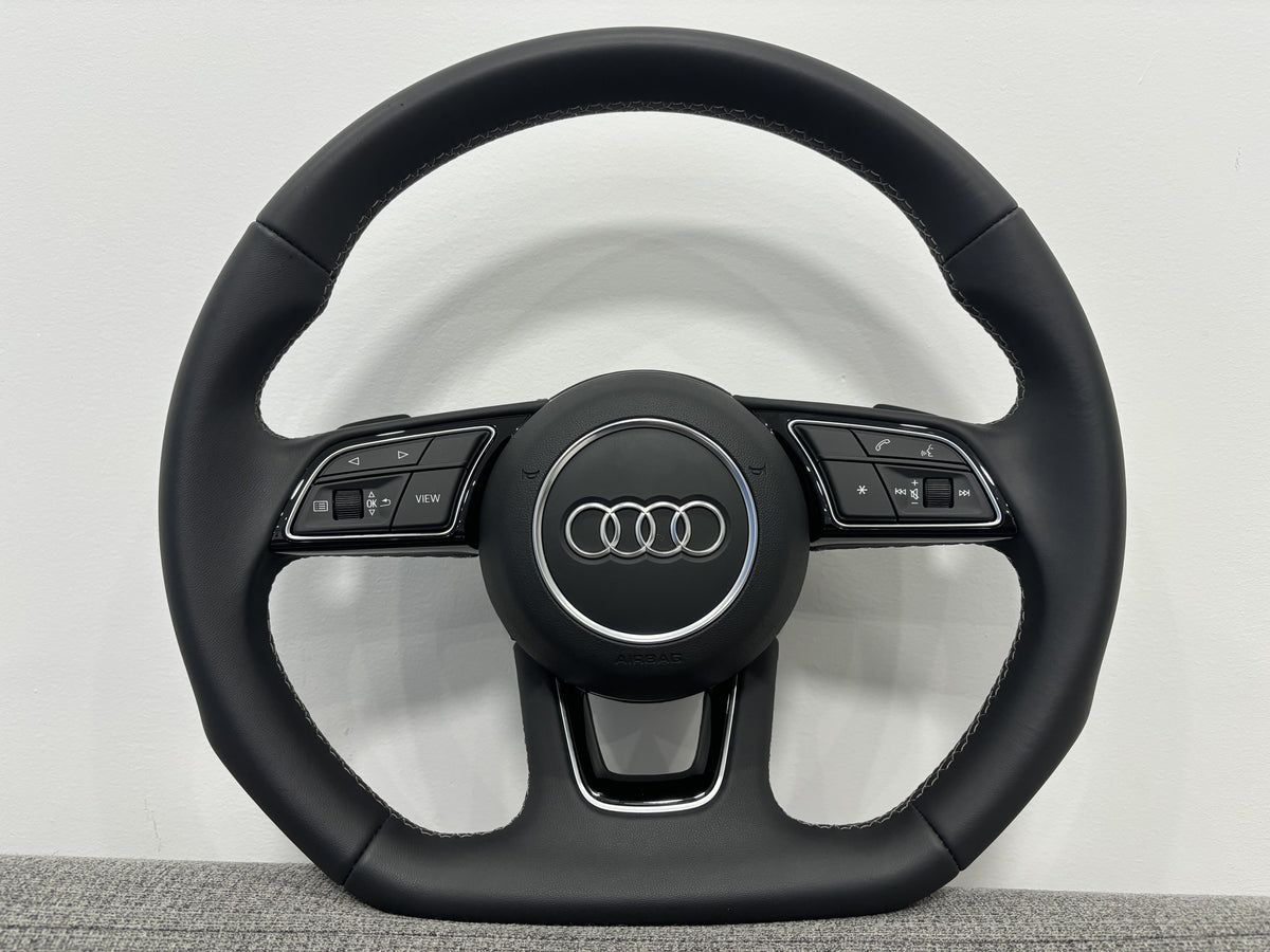Audi S4 A4 B9 A5 S5 F5 Q5 SQ5 Leather Flat Bottom S Line Steering Wheel Genuine