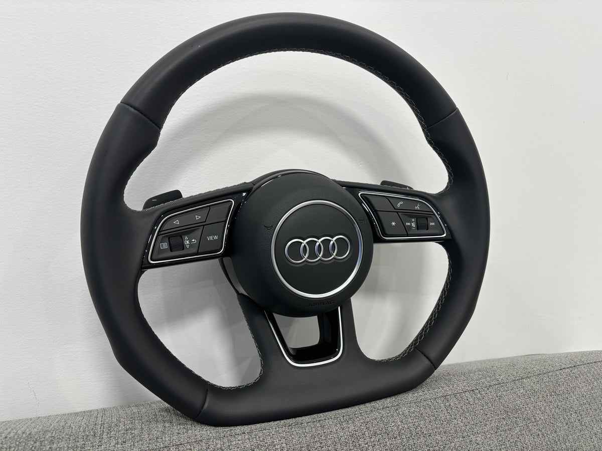 Audi S4 A4 B9 A5 S5 F5 Q5 SQ5 Leather Flat Bottom S Line Steering Wheel Genuine