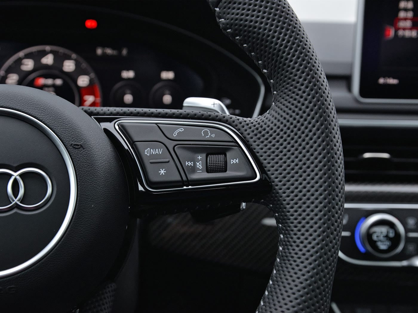 Audi RS5 RS4 B9 Flat Bottom Perforated Steering Wheel With DSG Paddles Genuine