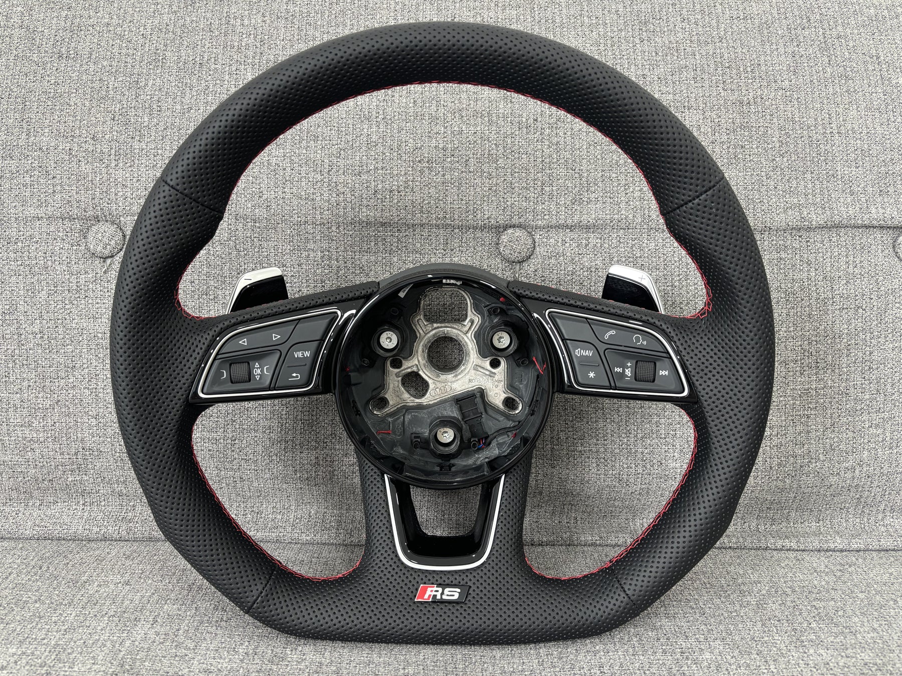 Audi RS5 RS4 B9 Flat Bottom Perforated Steering Wheel With DSG Paddles Genuine