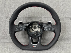 Audi RS5 RS4 B9 Flat Bottom Perforated Steering Wheel With DSG Paddles Genuine