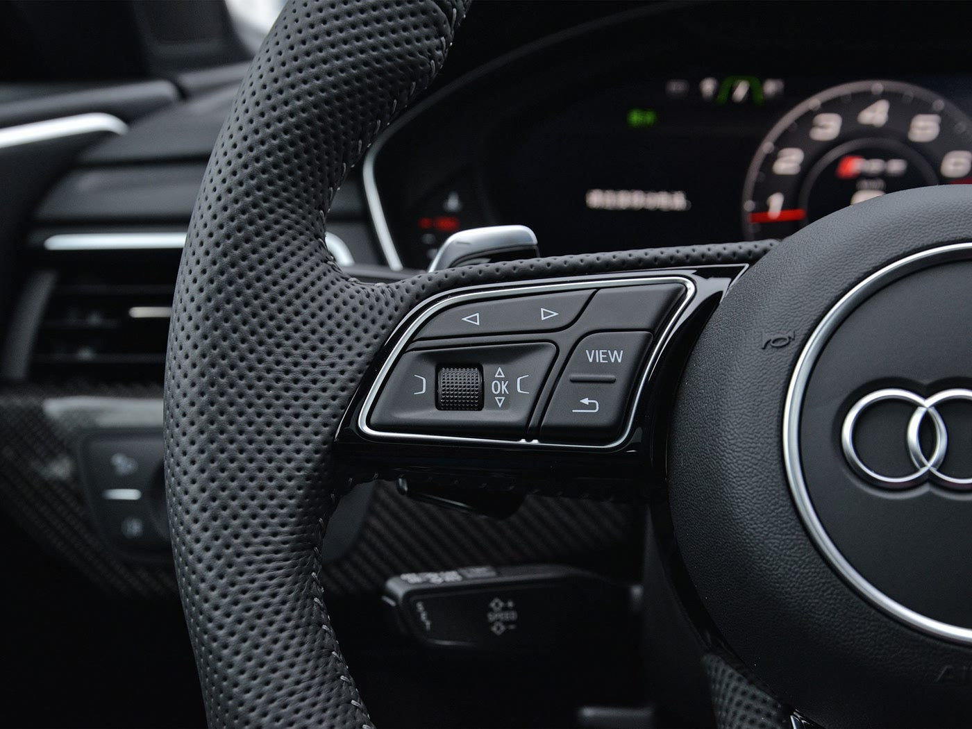 Audi RS5 RS4 B9 Flat Bottom Perforated Steering Wheel With DSG Paddles Genuine