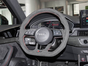 Audi RS5 RS4 B9 F5 Alcantara Flat Bottom Steering Wheel With DSG Paddles Genuine
