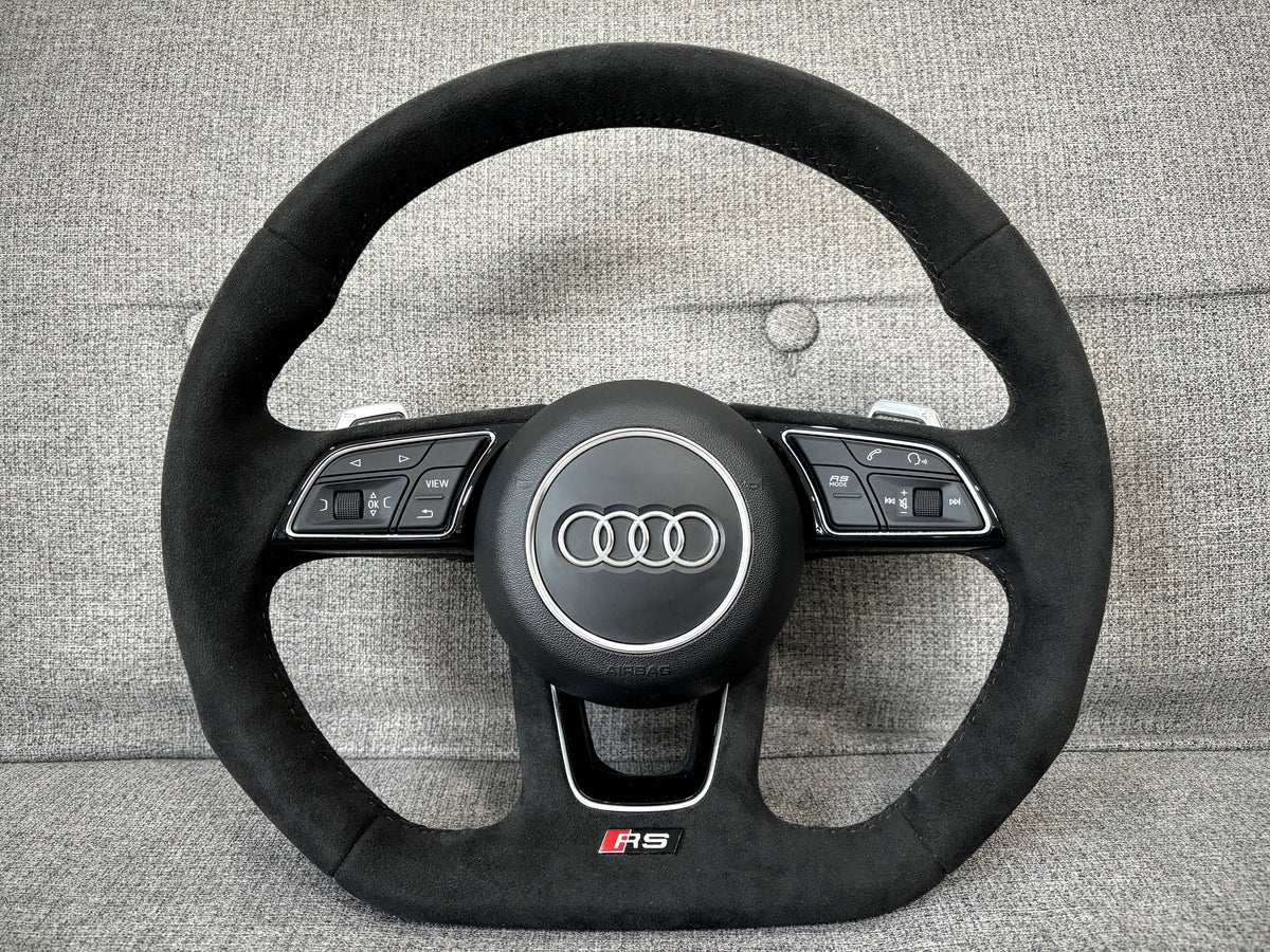 Audi RS5 RS4 B9 F5 Alcantara Flat Bottom Steering Wheel With DSG Paddles Genuine