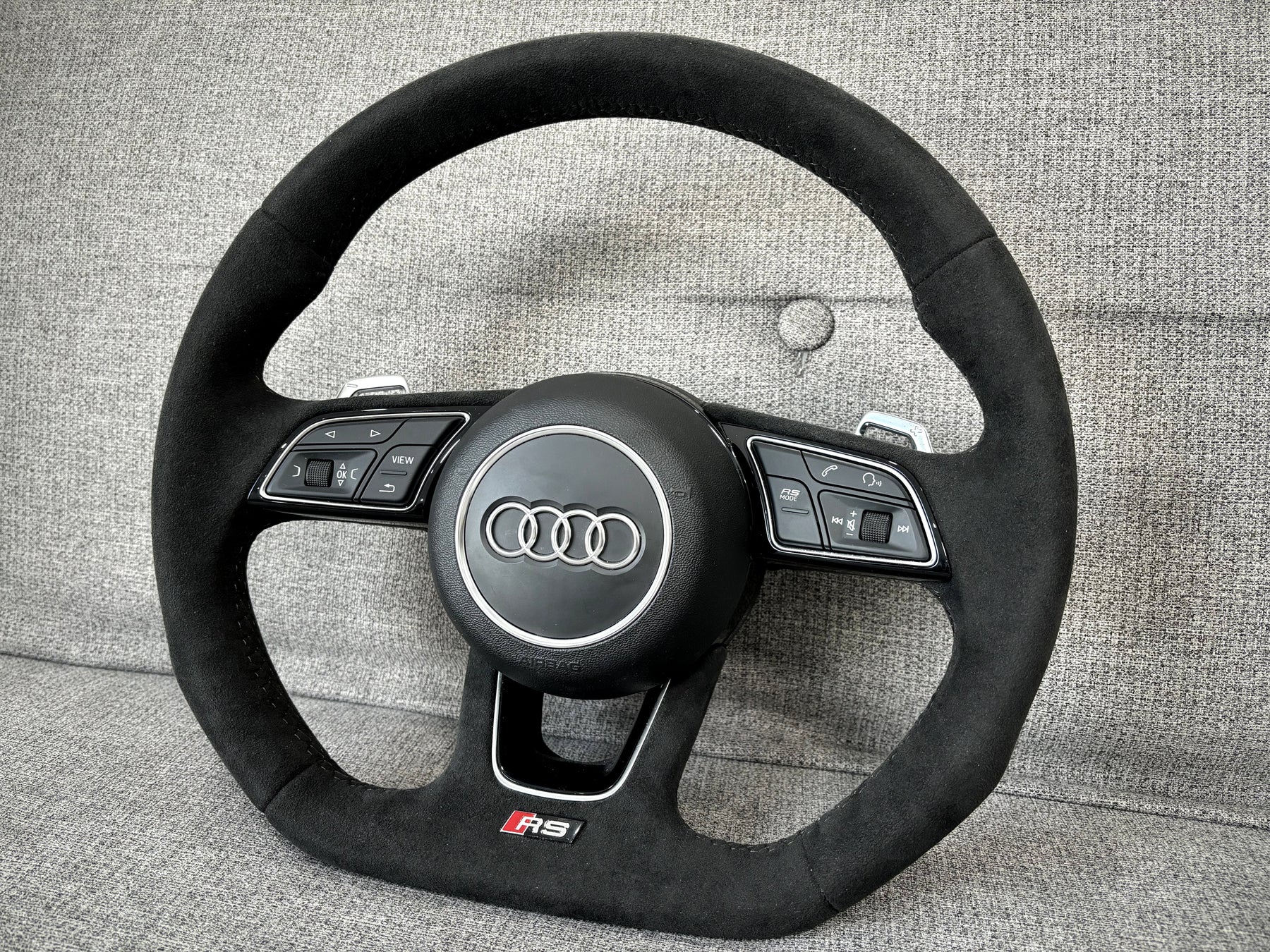 Audi RS5 RS4 B9 F5 Alcantara Flat Bottom Steering Wheel With DSG Paddles Genuine