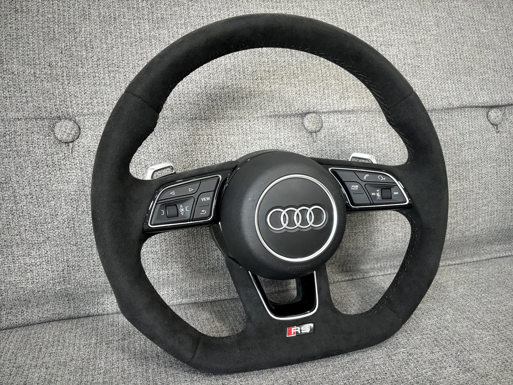 Audi RS5 RS4 B9 F5 Alcantara Flat Bottom Steering Wheel With DSG Paddles Genuine