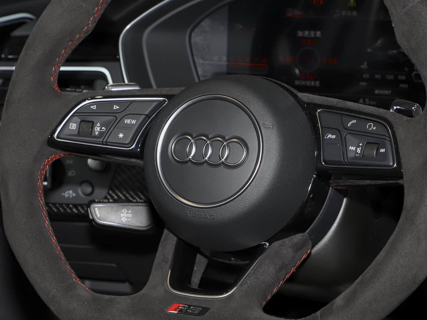 Audi RS5 RS4 B9 F5 Alcantara Flat Bottom Steering Wheel With DSG Paddles Genuine