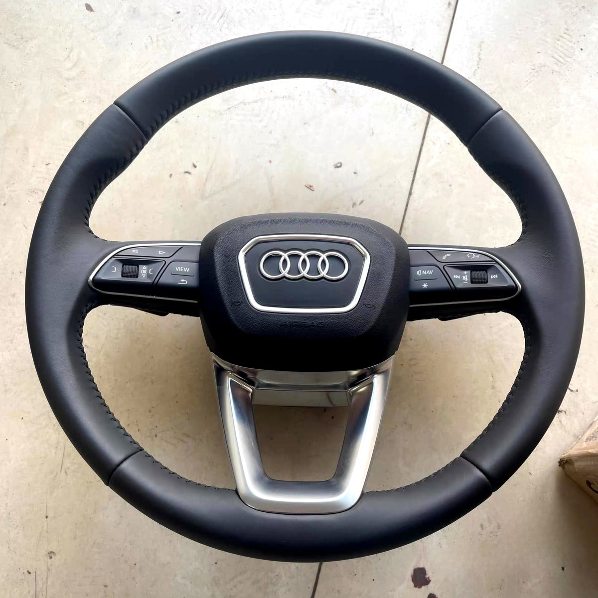 AUDI A4 B9 Allroad A5 F5 Q5 FY Q7 4M Q8 Round Leather Steering Wheel With Paddle