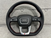 Audi Q5 SQ5 SQ7 Q8 S5 S4 B9 Flat Bottom Steering Wheel Red Stitch S-Line Paddles