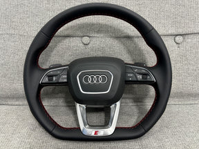 Audi Q5 SQ5 SQ7 Q8 S5 S4 B9 Flat Bottom Steering Wheel Red Stitch S-Line Paddles