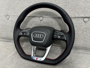 Audi Q5 SQ5 SQ7 Q8 S5 S4 B9 Flat Bottom Steering Wheel Red Stitch S-Line Paddles