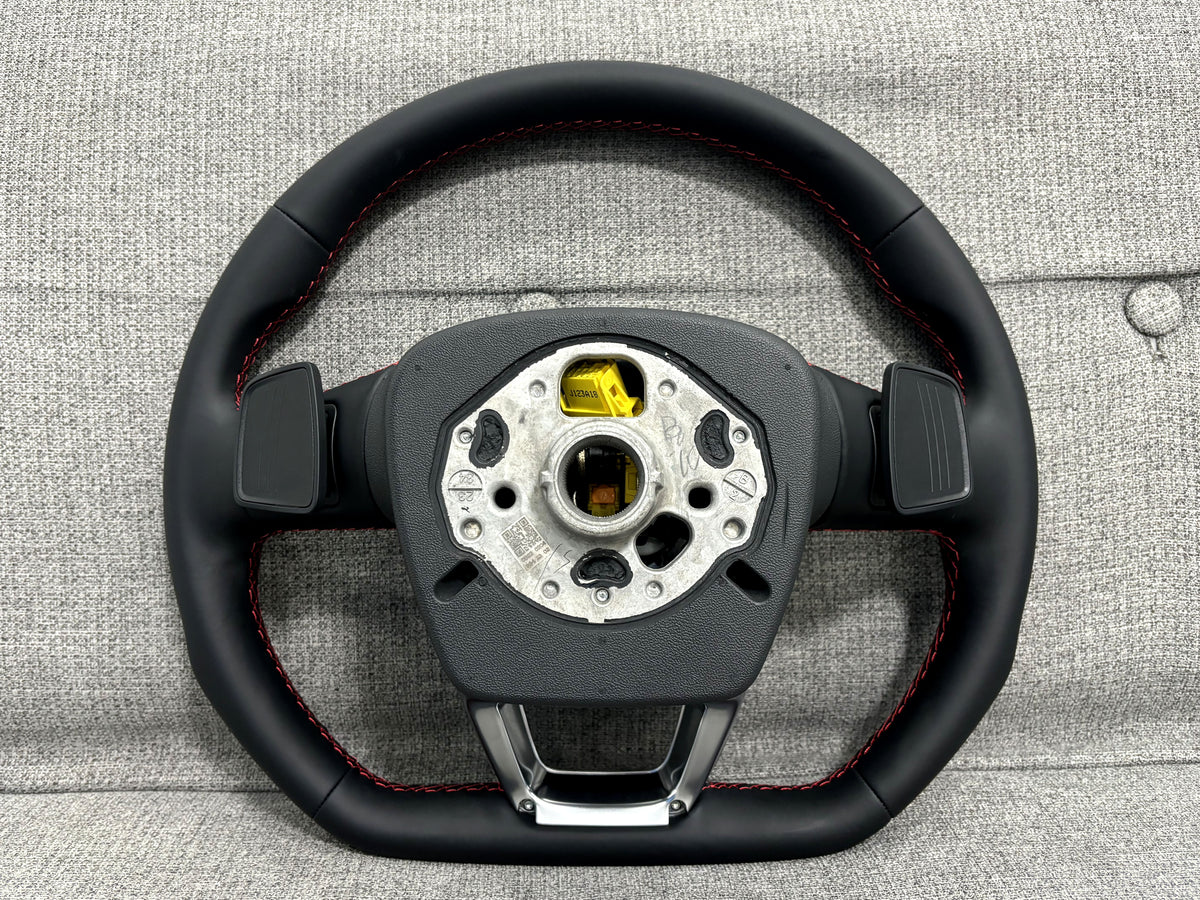 Audi Q5 SQ5 SQ7 Q8 S5 S4 B9 Flat Bottom Steering Wheel Red Stitch S-Line Paddles